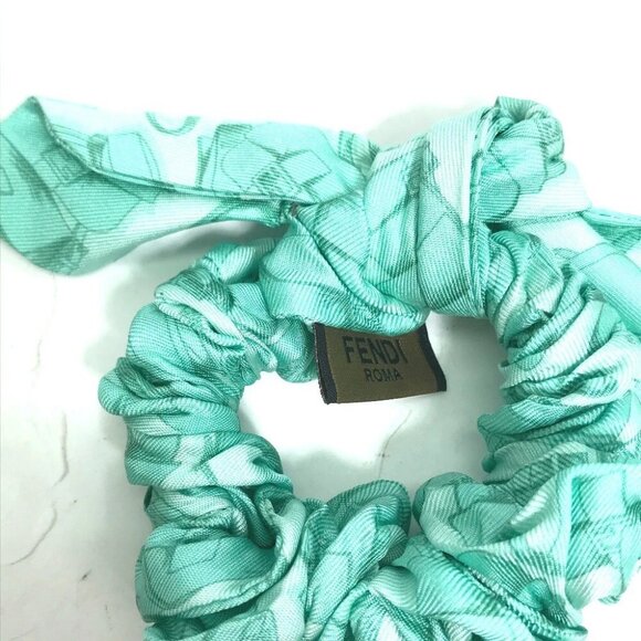 FENDI Ribbon hair accessories hair tie rabbit Scrunchie silk Green Unused - Picture 6 of 6